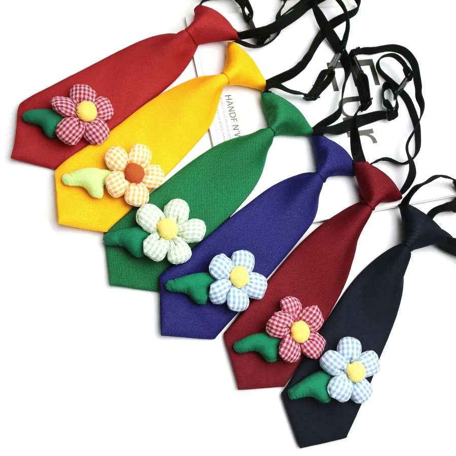 Children's Neckties Boys Girls Students Solid Color Flowers College Style Decorations Neckties Performance Party Accessories Tie