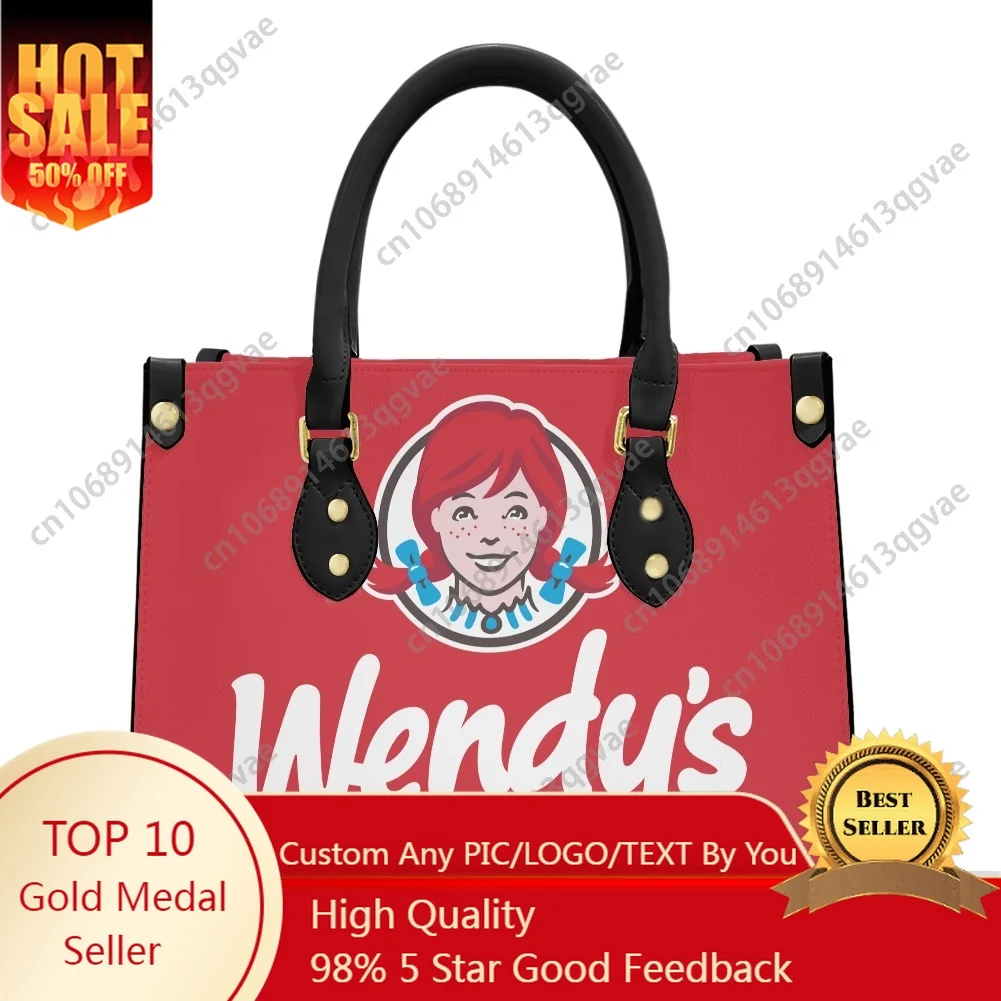 

Wendys Fast Food Restaurant Tote Bag Purse Womens Mens Personalized Text Image PU Leather Handbag Business Shopping Gift Bags