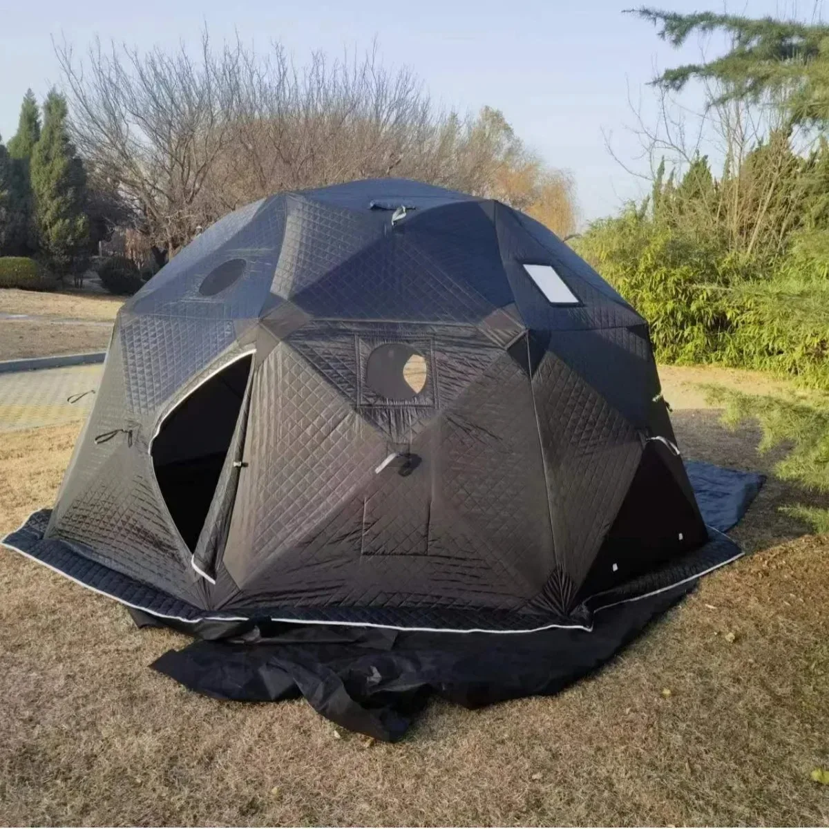 لـ Benutzerdefiniertes - Campingzelt في الهواء الطلق مع غرفة كبيرة، Baumwolle، المعزل، فور دن الشتاء، Eisfischen، 5–6 شخصيين، دافئ