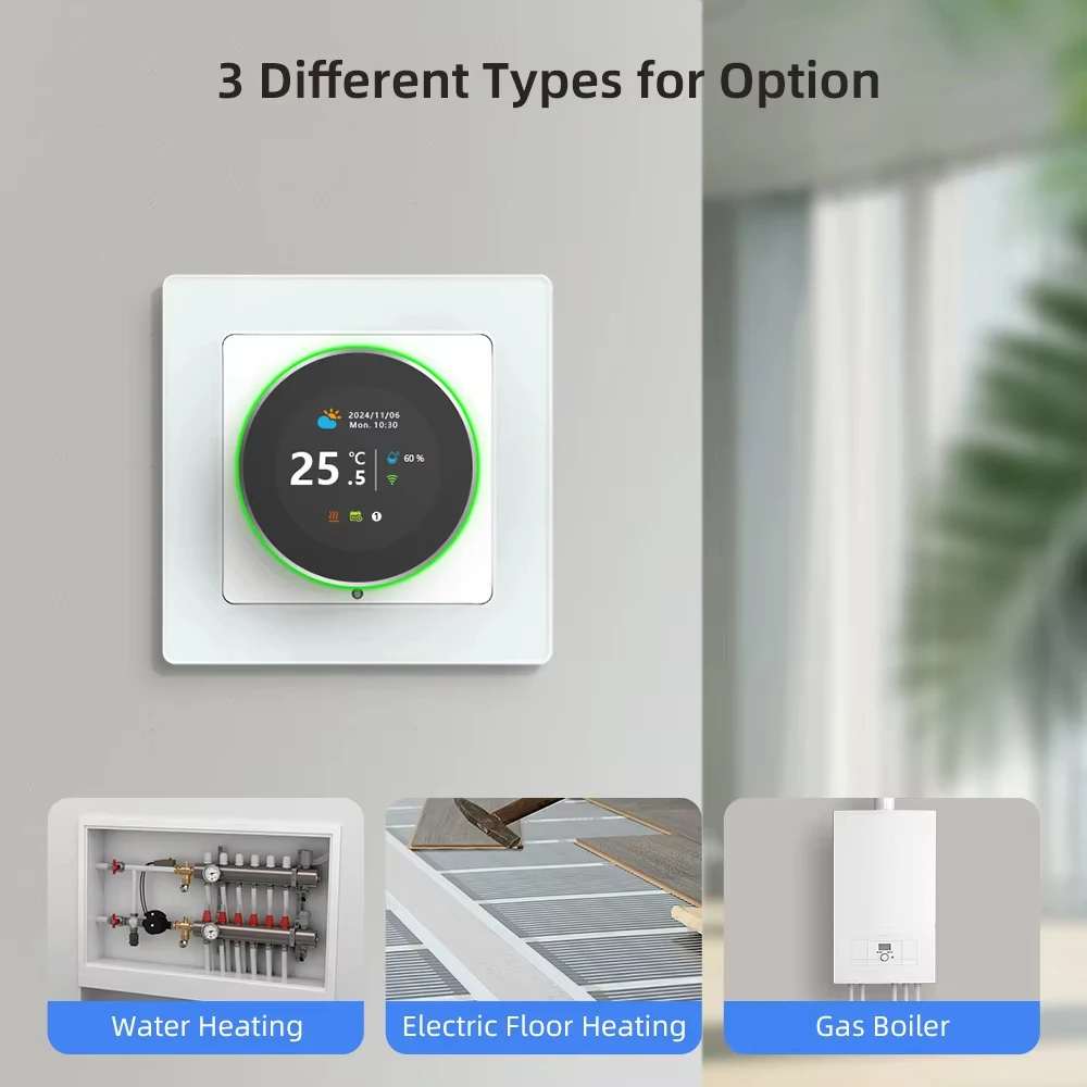 WiFi Smart Knob Thermostat，Electric Floor Heating Water/Gas Boiler Temperature Controller Support Tuya Google Home,Alexa - view 3