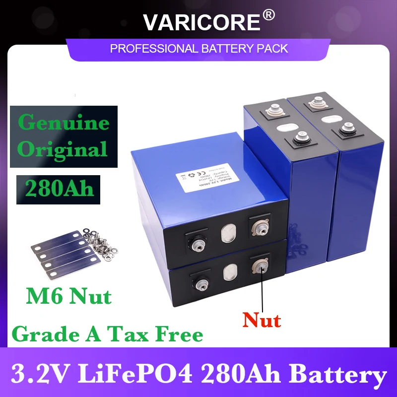 3.2V 280AH LiFePO4 Battery For 12V 24V Lithium iron phospha RV Campers Golf Cart Off-Road Off-grid Solar Wind Batteries TAX FREE