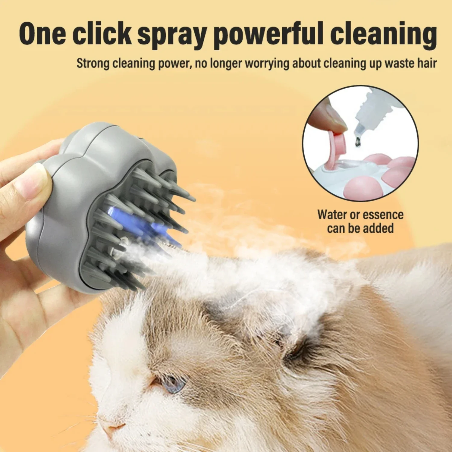 Adorable 4-in-1 UV Steam Brush Comb for Dogs and Cats - Ideal Grooming Tool for Warm Months - Sterilizing, Bathing, and Massagin