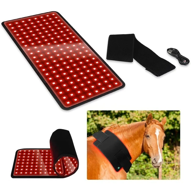 Equine 660nm 850nm Red Light Therapy Blanket Battery Powered Horse pony Pair of Stifle Wraps for Equine Belly Therapy Animal Use