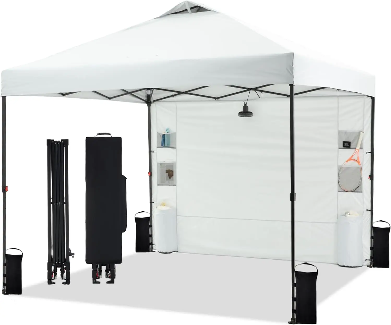 

10'x10' Pop Up Canopy Tent with 1 Sidewall and 6 Pockets, One Push Setup, Instant Shade Tent with Vented Roof for Beach Patio