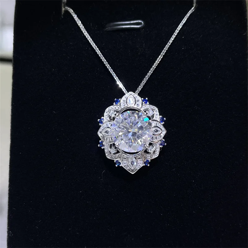 Luxury Platinum Solid Platinum Women's Gold Necklace Diamond Pendant PT950 Birthday Gift