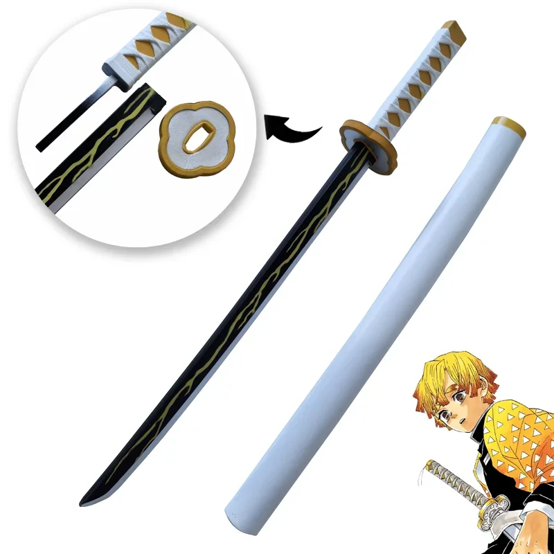 Demon Slayer Katana Sword Original Anime Assembled Cosplay Weapon Orange Rengoku Kyoujurou Agatsuma Zenitsu Swords 72cm