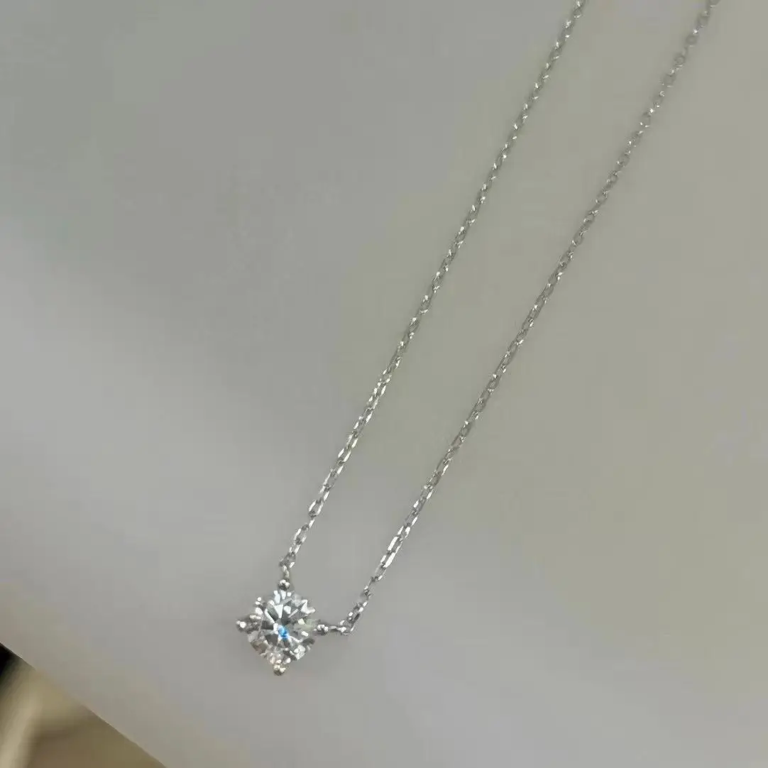 Star with a single four claw flash diamond necklace female light luxury touch water does not lose color collarbone chain