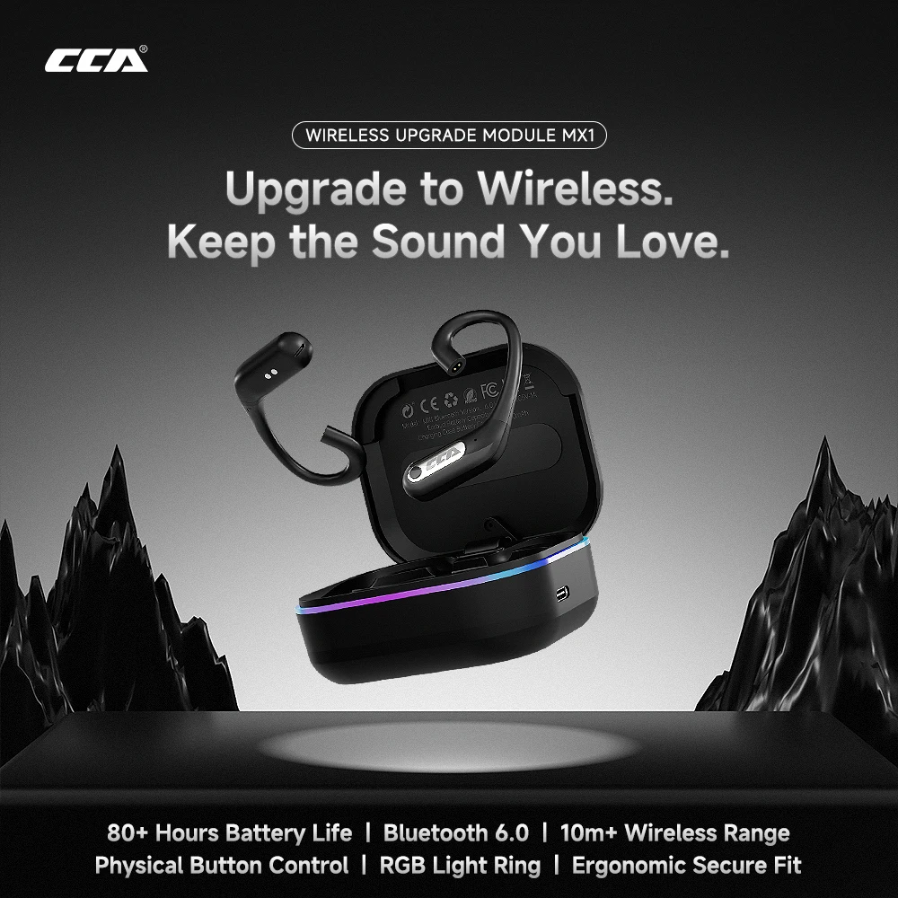 CCA MX1 – True Wireless, Plug-and-Play, Ultra-Long Battery Life TWS Bluetooth 6.0 Earbud (0.75/0.78 mm compatible)