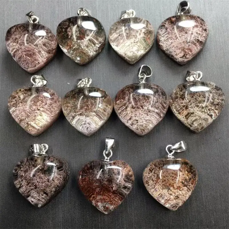 

S925 Natural Green Garden Quartz Heart Pendant For Women Crystal Energy Reiki Necklace Jewelry Charm Healing Fashion Gift 1PCS