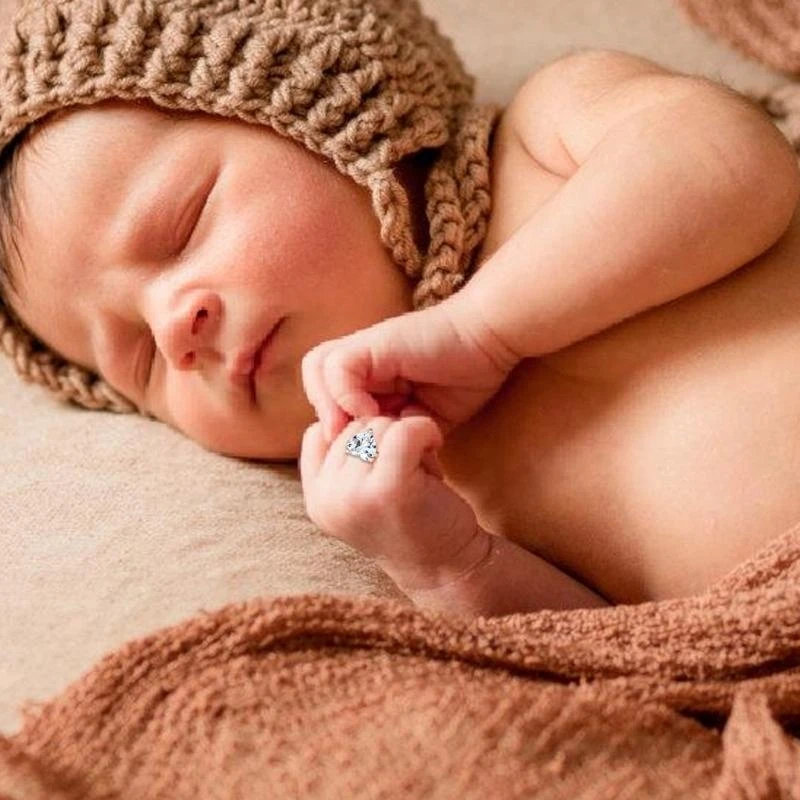  Newborn Photography Rings Studio Props For 0 to 3 Weeks Old Baby Photoshoots Heart-shaped Rhinestoned Rings 1Pc