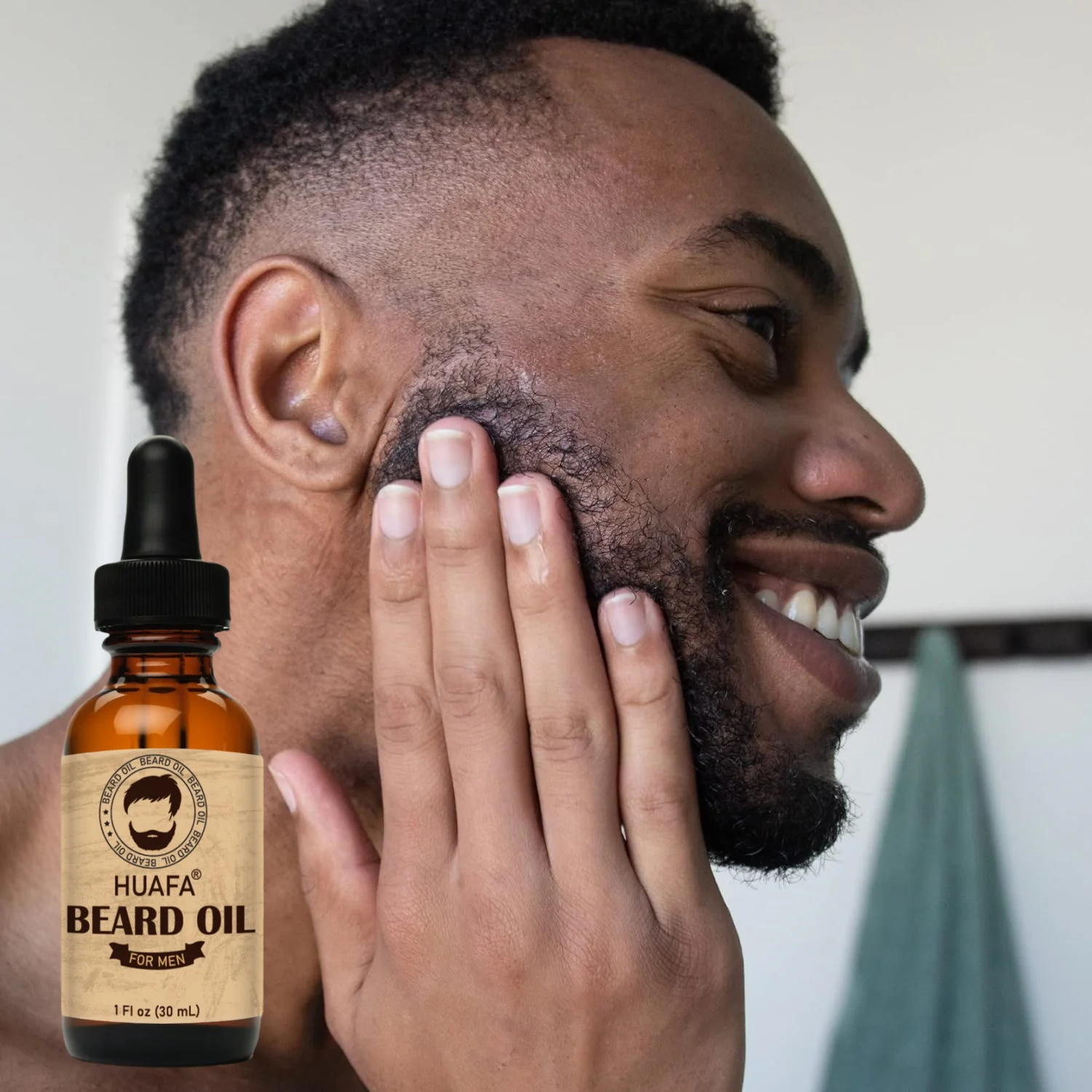 Baardolie Voor Mannen Met Argan & Jojoba Baardolie-Baardverzachter & Baard Vochtinbrengende Crème Voor Mannen Baardverzorgingsolie 1 Floz/30 Ml