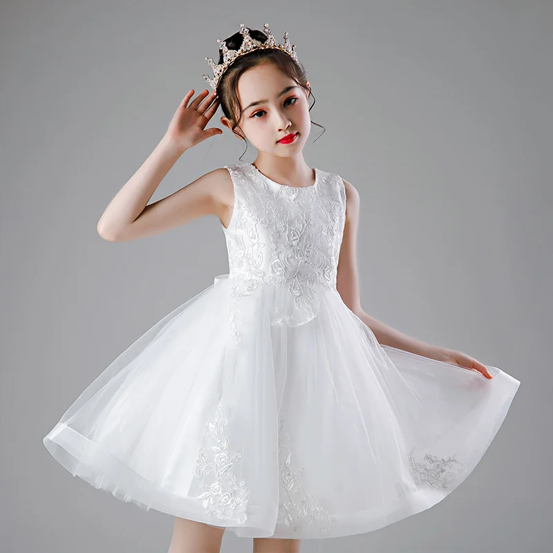 Girls' summer dress 2022 new girls' fluffy yarn princess dress flower girl piano performance dress