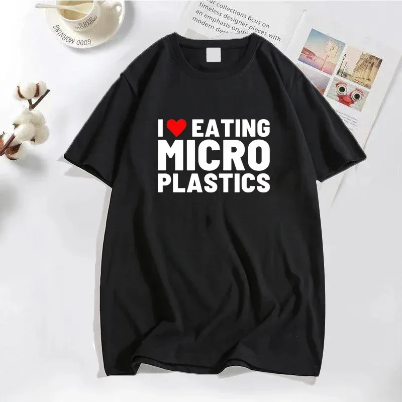 

I Love Microplastics T-Shirts Men Funny Mmicroplastic Humor Letter Print Tee Tops Summer Cotton Casual T Shirt Male Clothes Tops