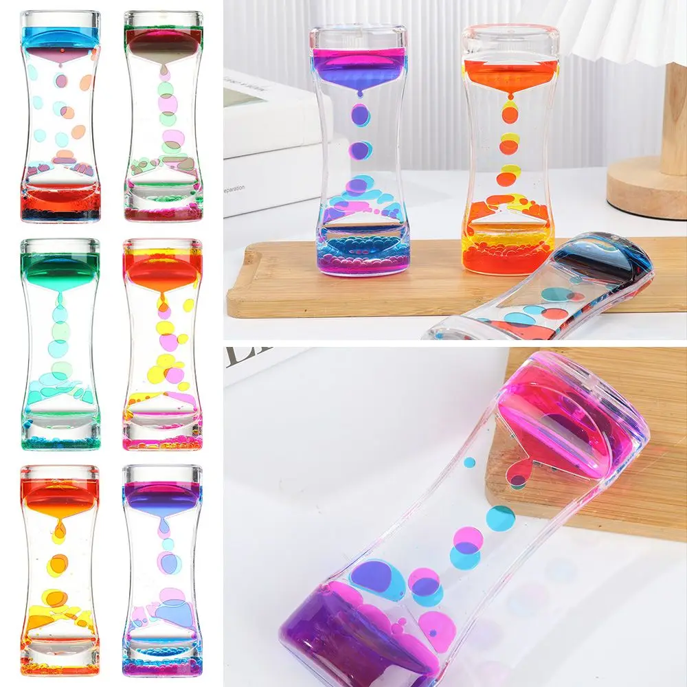 Double Color Oil Leak Hourglass Toys  Liquid Timer Dynamic Oil Drop Beautiful Waist Crafts Ornaments Home Decoration Gifts