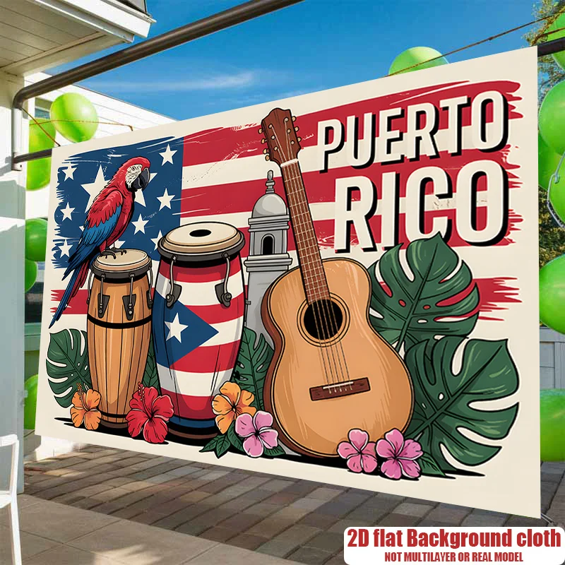 Caribbean Puerto Rico Tapestry Wall Art Boho Tropical Island Decor Patriotic Culture Poster Print for Home Decoration