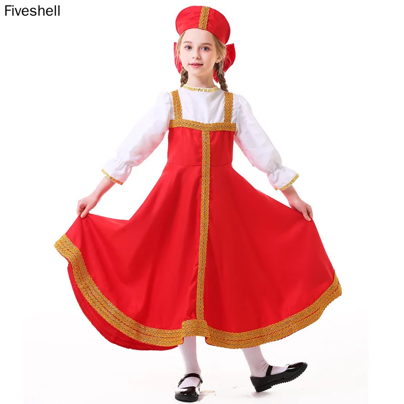 New Russian Girls Cosplay For Girls Kids Ukrainian Traditional Dress Halloween Costumes Georgia Costume Vintage Dance Dress