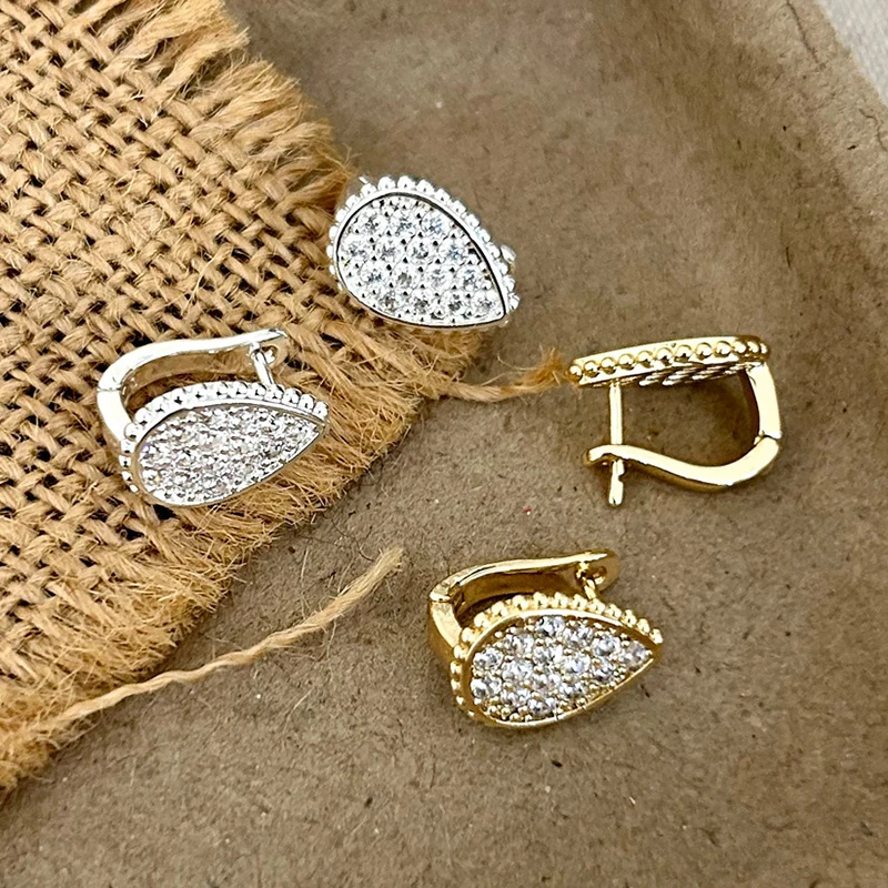 

PONYKISS 925 Sterling Silver 14K Gold Zircon Water Drop Hoop Earrings for Women Classic Fine Jewelry Minimalist Accessories