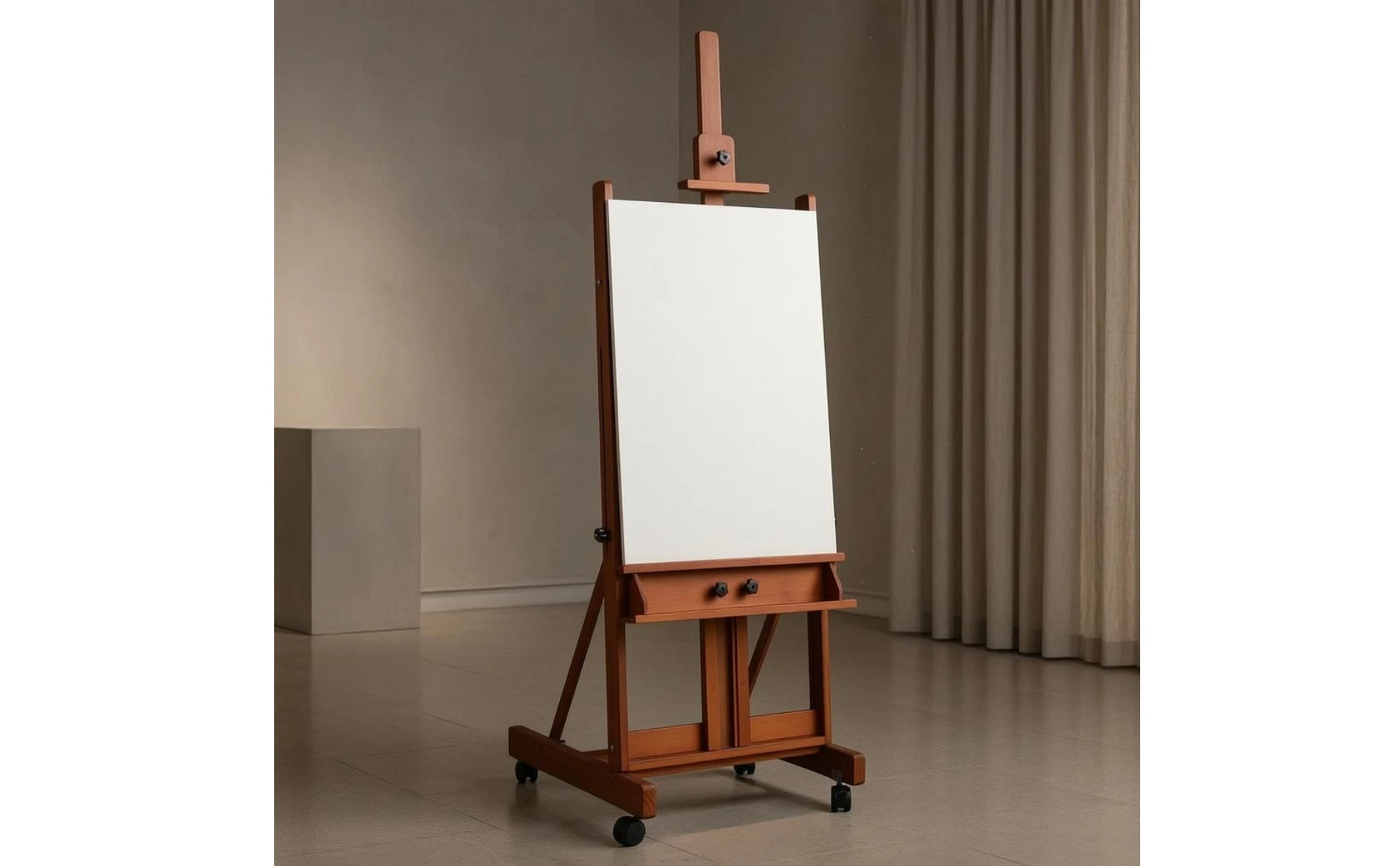 Rolling Wood Easel Foldable Rolling Easel Art Supply Tilts Flat Studio Furniture Fits Large Canvas for Display Area