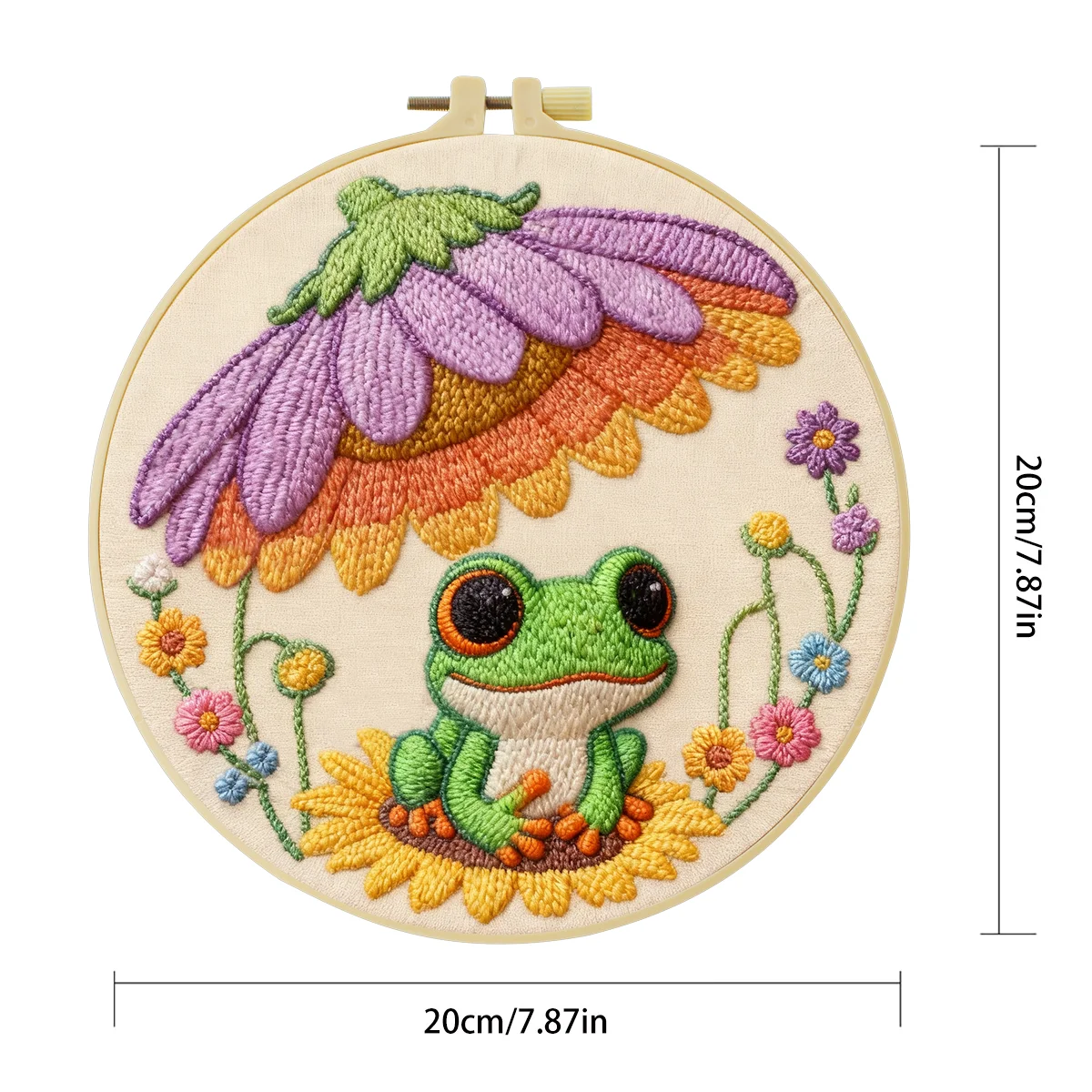1 Stück 20X20CM/15X15CM 7,87/6,3 Zoll Frosch-Stickerei-Starter-Kit DIY-Kit DIY-Stickerei-Set Handarbeiten Nadelkunst Heimdekoration – Detail 4