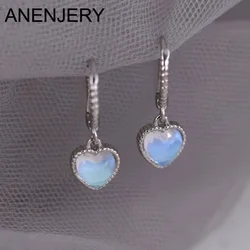 ANENJERY Moonstone Pearl Pendant Hoop Earrings For Women Fashion Jewelry Niche Girls Gifts Party Earring