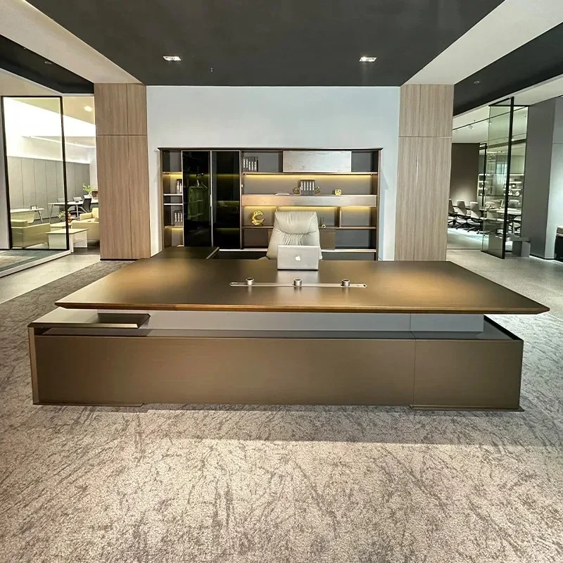 

High end boss executive level office desk, light luxury modern office desk, minimalist boss office furniture set