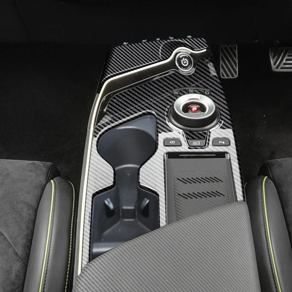 غطاء سيارة الكسوة اكسسوارات السيارات الملمس ABS ألياف الكربون الأسود مركز التحكم لكيا EV6 22 23 لكيا EV6 2022 2023