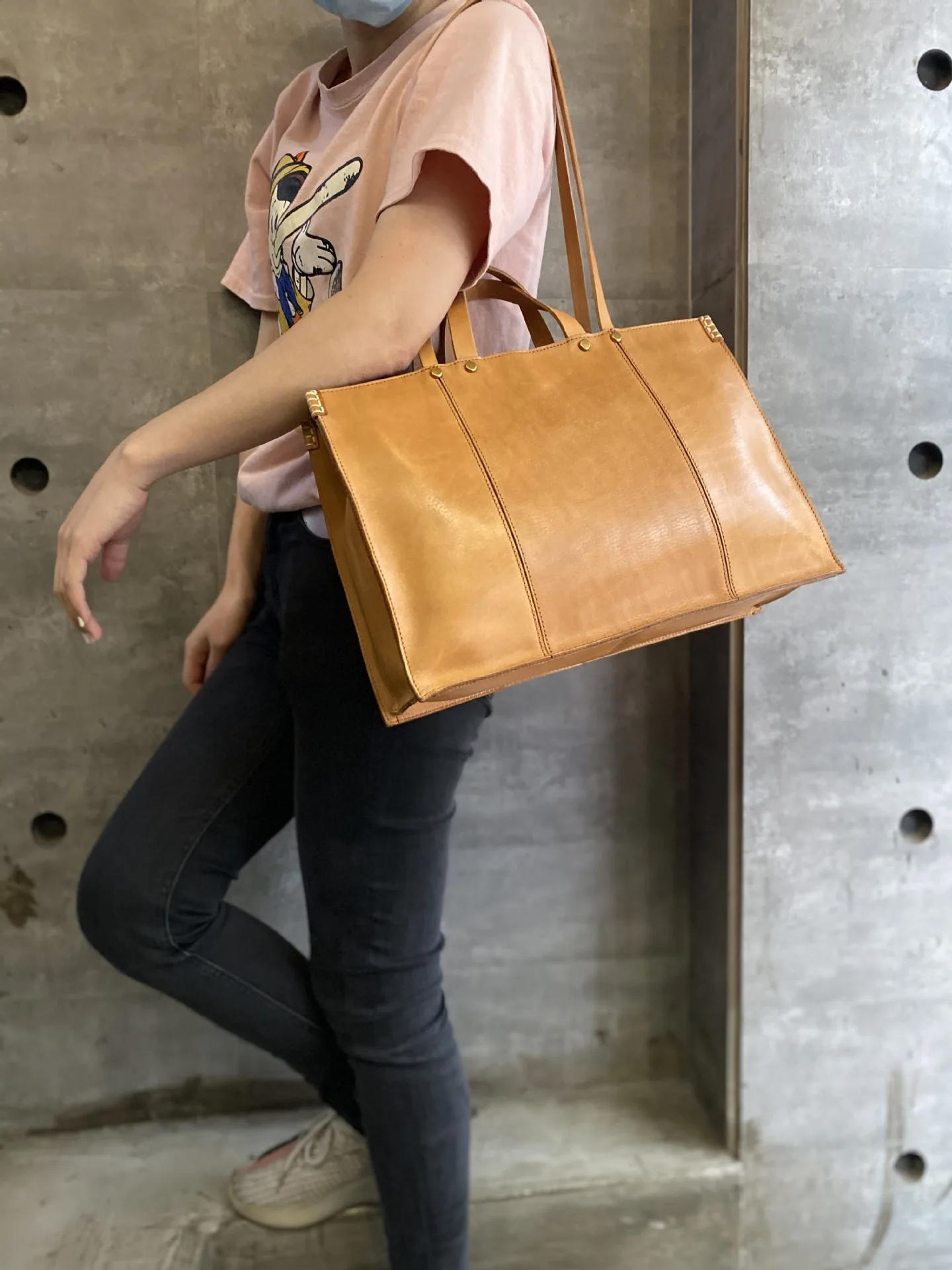 

Simple vintage high-quality first layer cowhide stitching women's large capacity tote bag daily work genuine leather big handbag