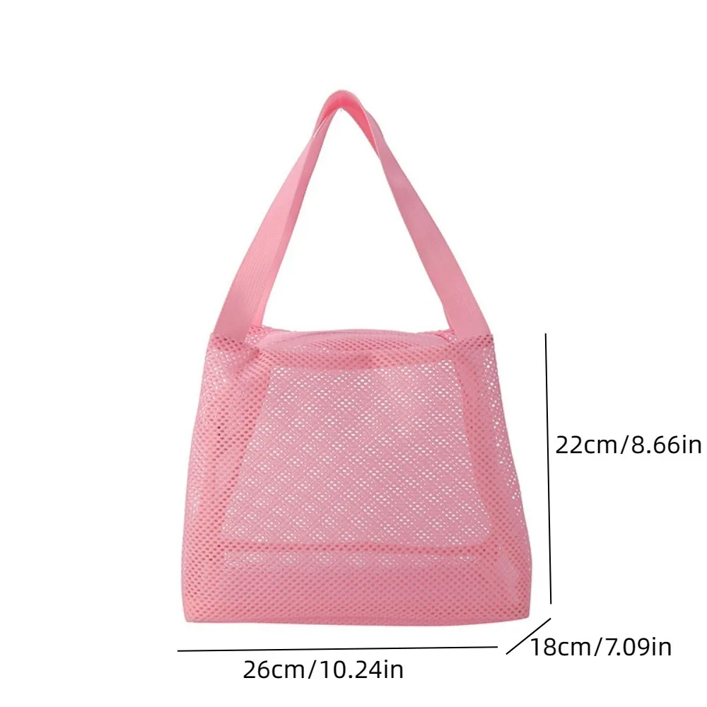 Pool Nylon Mesh Beach Bag Single Shoulder Colorful Hollow Out Handbag Large Capacity Zipper Swimming Tote bag Kids