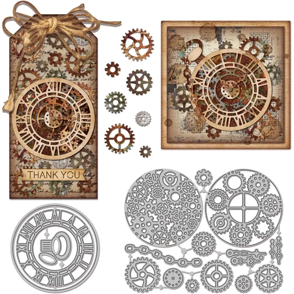 Gear Thema Koolstofstaal Snijmallen Sjablonen voor DIY Scrapbooking Fotoalbum Decoratieve Embossing Papieren Kaartvergrendeling