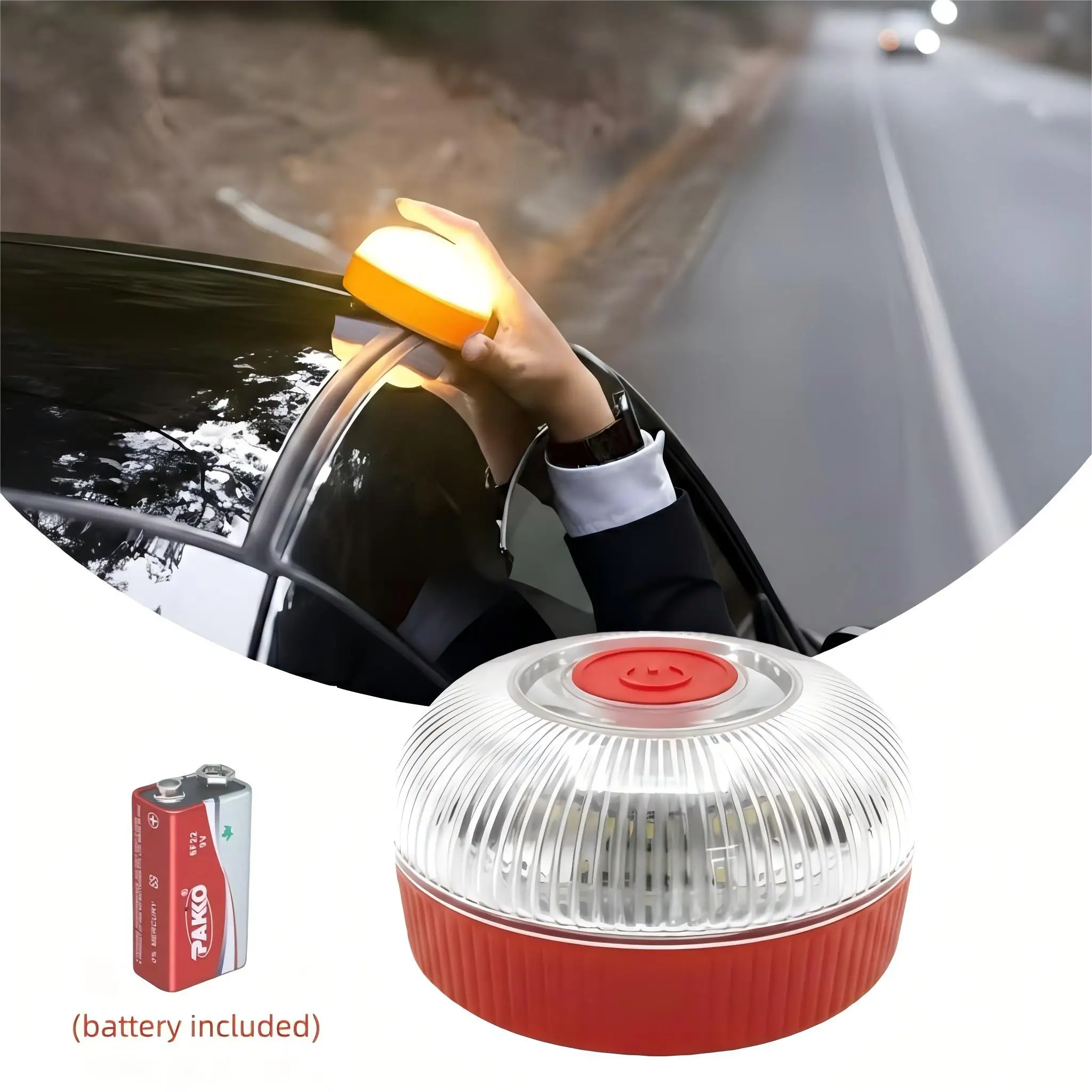 

1-2piece Car Emergency Signal Light, LED Magnetic Emergency Flashlight, Accident-Specific Safety Warning Light, Portable, Batter