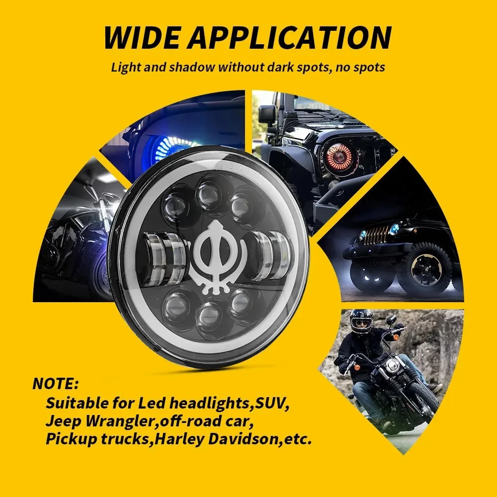 7 Inch Car LED Headlight Assembly for Motorcycle Headlamp Projector Angle Eye with DRL Turn Signal Led Headlight Housing Bucket