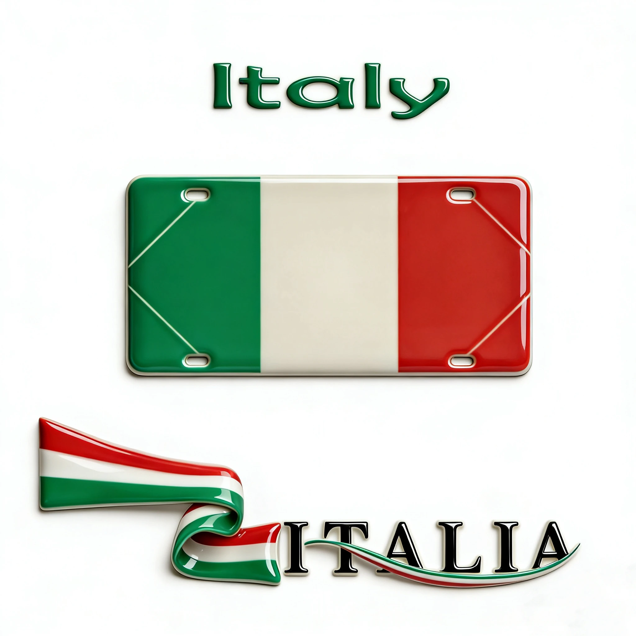 Plaque d'immatriculation drapeau italien 2026, Décoration murale en métal brillant, Signalétique lumineuse pour la maison