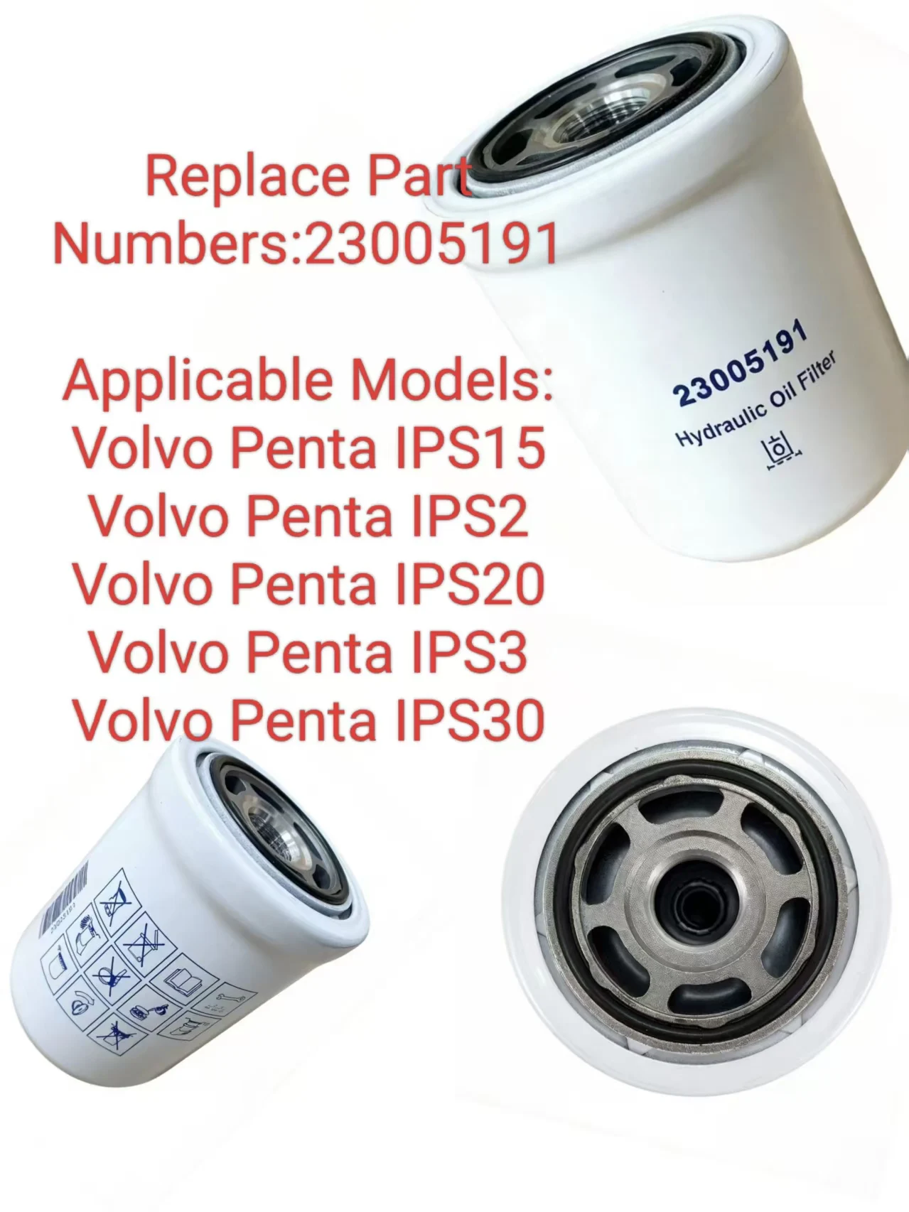

Hydraulic Oil Filter 23005191 Replacement for Volvo Penta IPS15 IPS2 IPS20 IPS3 IPS30 Marine Engine - SH66401