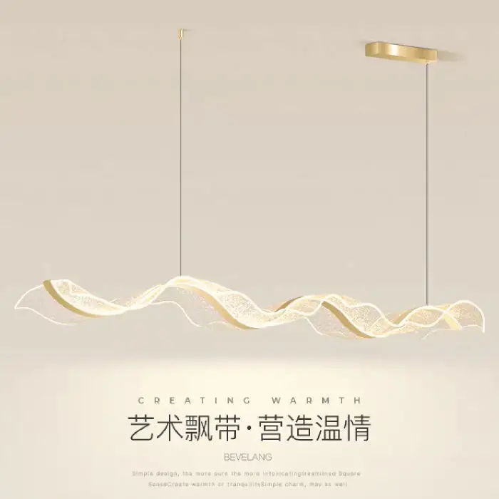

Restaurant Chandelier Hotel Front Desk Designer Art Ribbon Bar Lighting Living Room Chandelier Italian Minimalist Long