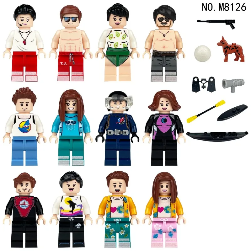 Poupées de plage M8126, jouets assemblés pour enfants pour le tourisme, les loisirs et les vacances, poupées humanoïdes, jouets éducatifs, cadeaux d'anniversaire.