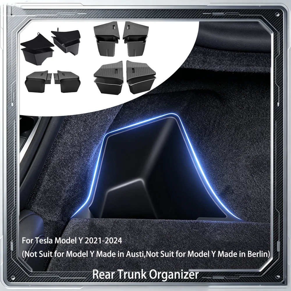 1:1 Custom‑Fit Trunk Side Storage Bins Cargo Organizer For Tesla Model Y Juniper 2025‑2026 Rear Trunk Side Box Car Accessories