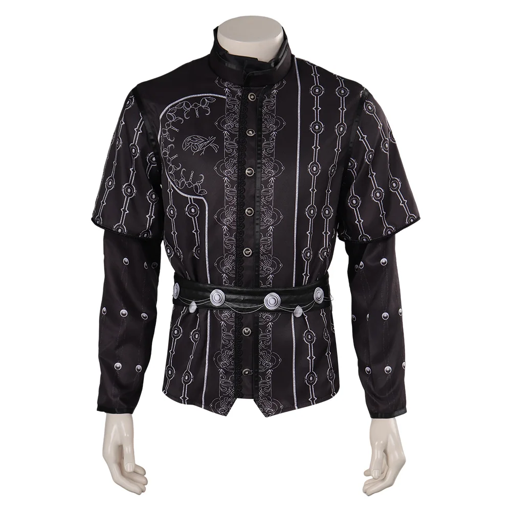 Astarion Cosplay Traje para Homens Adultos, Game Baldur, Portão Cosplay, Tops Pretos, Casaco, Roupas Fantasia, Halloween, Carnaval, Fato de Papel