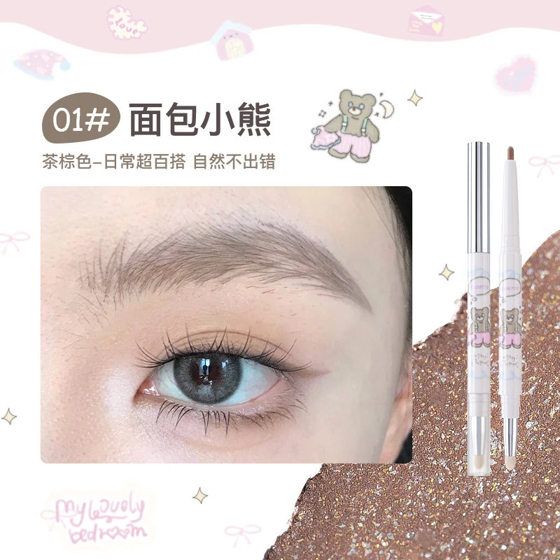 FLORTTE Eyeliner Gel Pen Double Head Silkworm Shadow Eye Shadow Pencil Set for Women Waterline Waterproof Smudge Proof