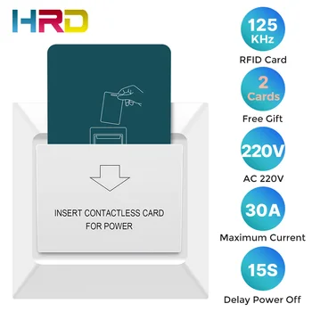 hiread Controllo accessi a parete Risparmio energetico con carta d'identità 125KHz come TK4100/T5577/EM4305 per interruttore a induzione elettronico per camera d'albergo
