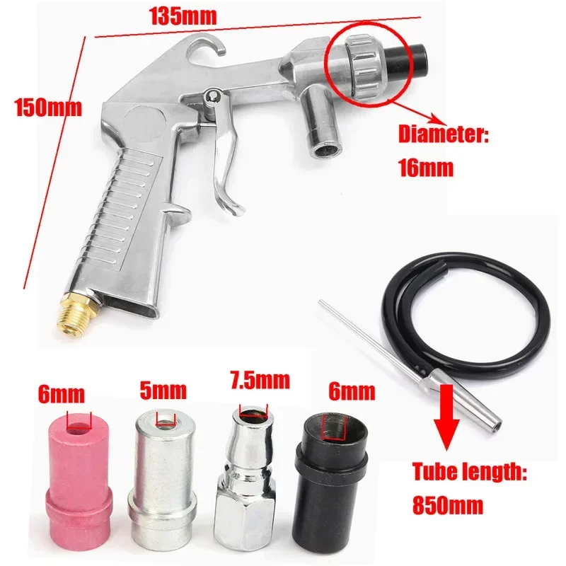 

7PCS Abrasive Sand Blasting Guns Kit Ceramic,Steel,Sand Suction Pipe Industrial Sandblaster Guns Glass Derusting Pneumatic Tools