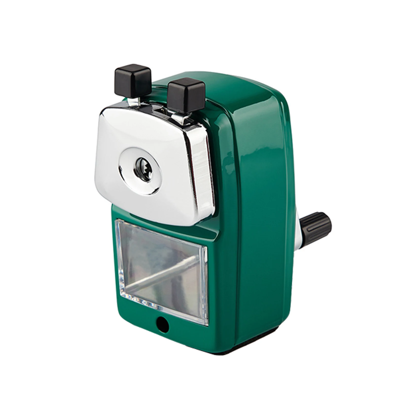 เครื่องเหลาดินสอแบบหมุนสำหรับเด็กเครื่องตัดด้วยมือสำหรับโรงเรียนสำนักงานด้วยตนเองเครื่องเขียนตั้งโต๊ะของขวัญข้อเหวี่ยงมือกับภาชนะบ้าน