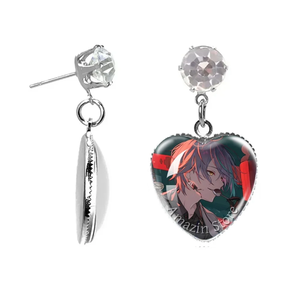 New Style Souvenir Pendant Project SEKAI Anime Wonderlands×Showtime Kamishiro Rui Glass 20mm Heart Earring Jewelry Fans Gift