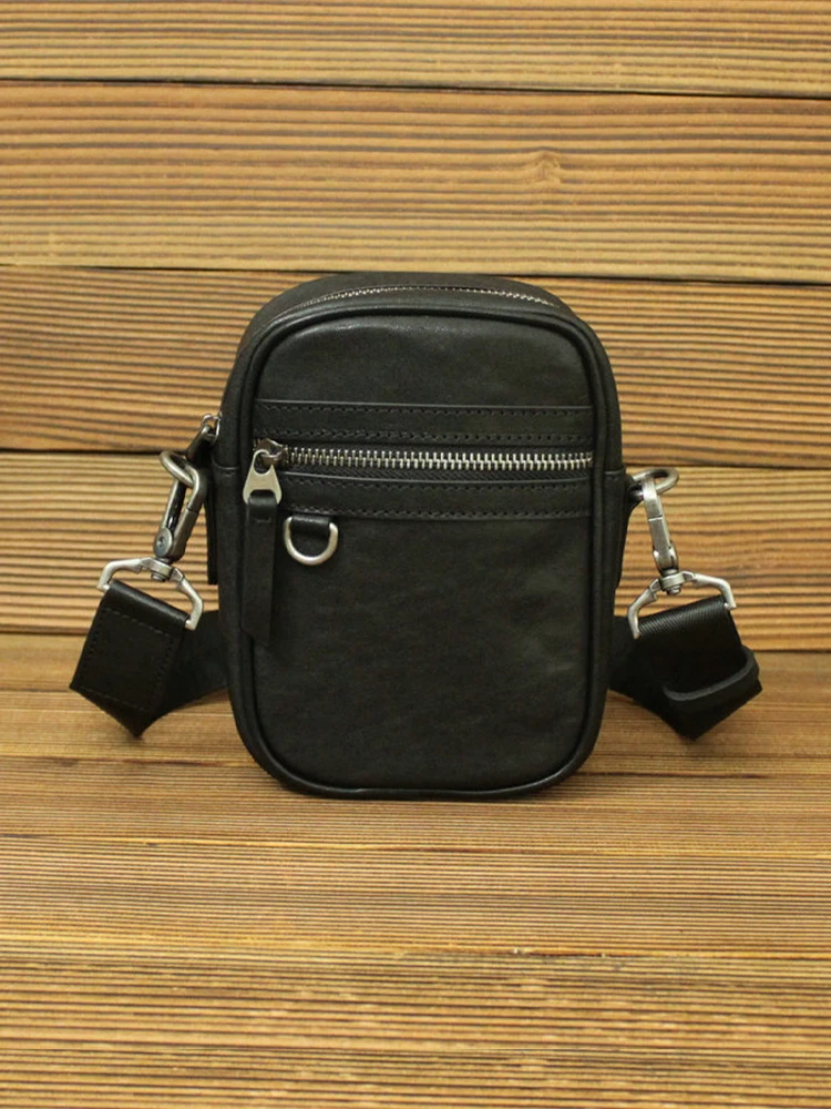 

Новинка 2025, мужская кожаная сумка через плечо, верхний слой из воловьей кожи, модная повседневная сумка через плечо с одним ремешком