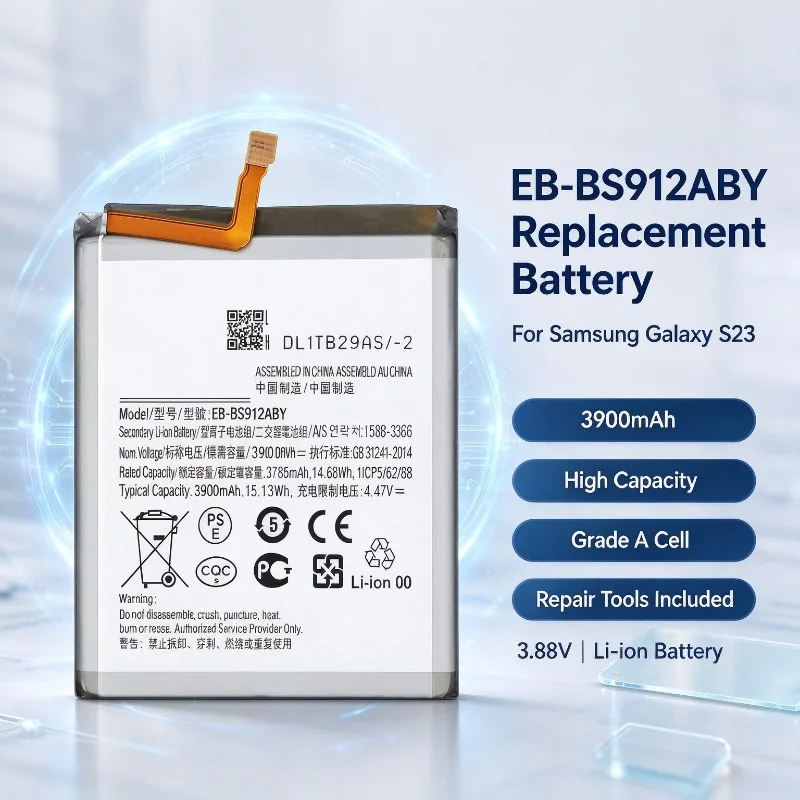 EB-BS912ABY Battery For S amsung Galaxy S23 SM-S911B SM-S911U SM-S911W, Grade A Replacement Mobile Phone Battery with Tools