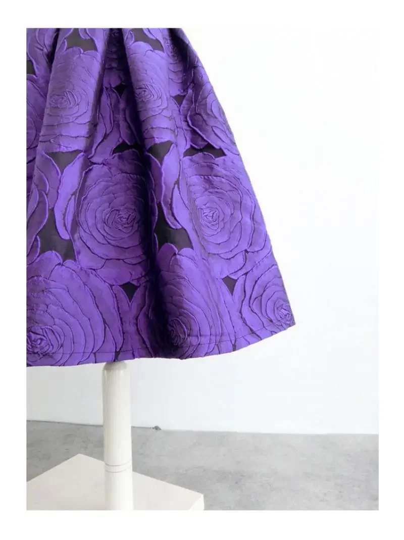 Rose Lila Floral Elegante Chic Hohe Taille Ballkleid Lose frauen Rock Knielangen Lange Röcke Für Frauen Kleidung mode 2025 – Detail 8