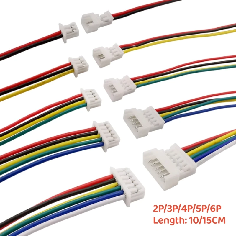 10Pairs JST 1.25 Male Female Wire Connector Pitch 1.25mm 2P 3P 4P 5P 6P JST Plug Jack Terminal Cable Connector Length 10/15CM