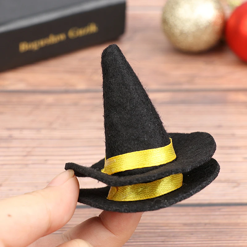 Dollhouse Witch Hat Bottle Halloween Hats mini Decor Cover Sombrero Covers Party Doll For Miniature Cap Felt Table Decorations