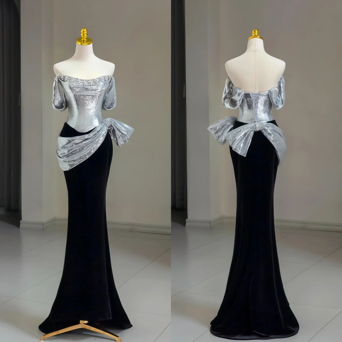 Robe de Rhscintillante sans bretelles avec cristal pailmétrage, robe mince, manches lancées par carte, occasion formelle, soirée de banquet, argent, noir