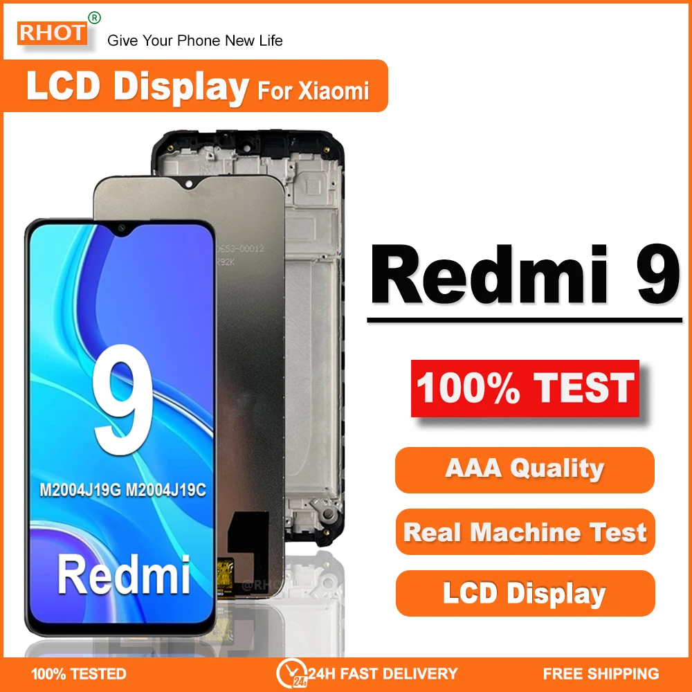 

6.35" Screen For Xiaomi Redmi 9 LCD Display M2004J19G Touch Screen Digitizer Assembly M2004J19C LCD Replacemet Parts With Frame