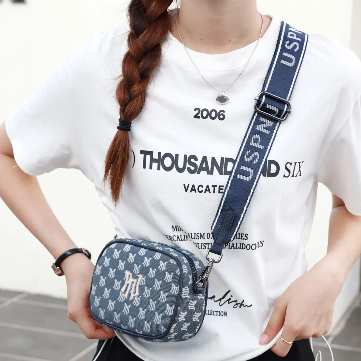 PNJ Manchurian messenger bag women's casual 2024 new fashion shoulder bag fresh trend satchel nylon